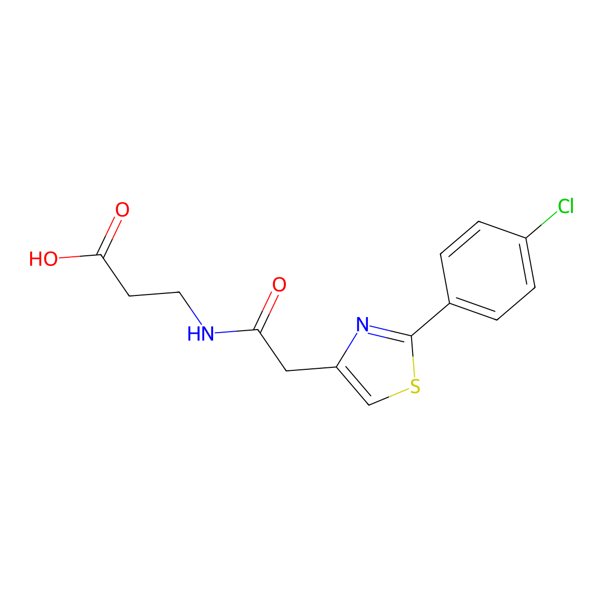 3-(2-(2-(4-Chlorophenyl)thiazol-4-yl)acetamido)propanoic acid molecular structure, CAS 1219576-38-1