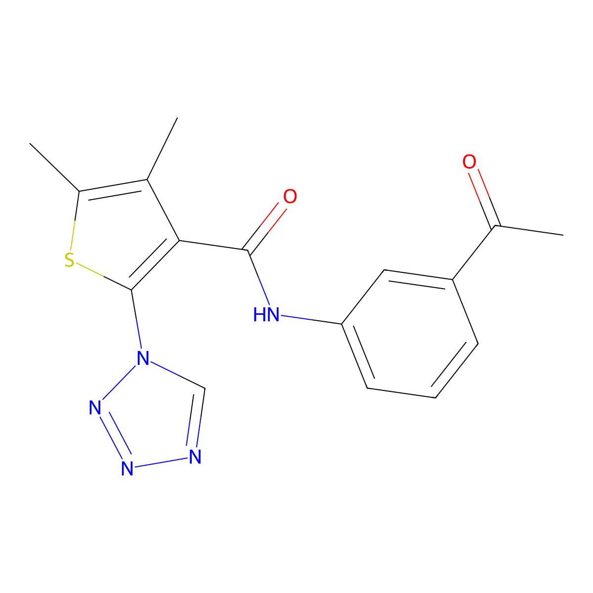 N-(3-acetylphenyl)-4,5-dimethyl-2-(1H-tetrazol-1-yl)thiophene-3-carboxamide molecular structure, CAS 1219576-50-7