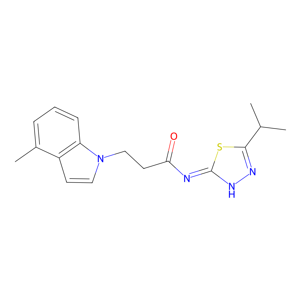3-(4-methyl-1H-indol-1-yl)-N-[(2Z)-5-(propan-2-yl)-1,3,4-thiadiazol-2(3H)-ylidene]propanamide molecular structure, CAS 1219576-54-1