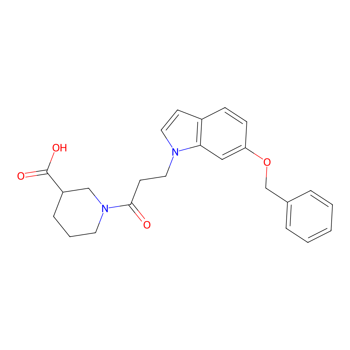 1-{3-[6-(benzyloxy)-1H-indol-1-yl]propanoyl}piperidine-3-carboxylic acid molecular structure, CAS 1219576-90-5