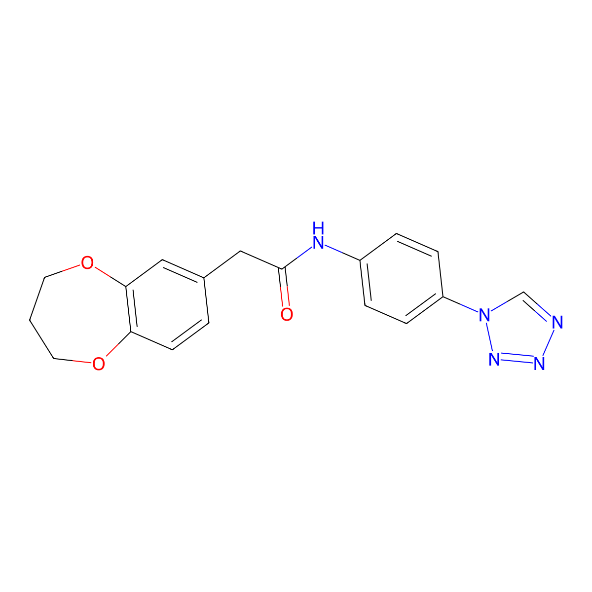 2-(3,4-dihydro-2H-1,5-benzodioxepin-7-yl)-N-[4-(1H-tetrazol-1-yl)phenyl]acetamide molecular structure, CAS 1219576-96-1