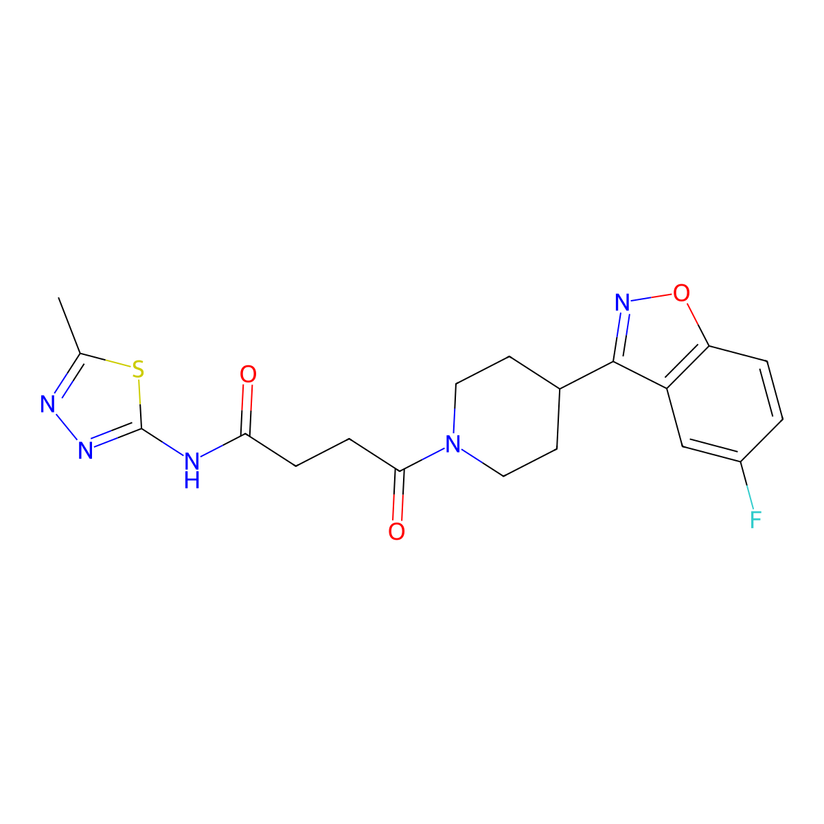 4-[4-(5-fluoro-1,2-benzoxazol-3-yl)piperidin-1-yl]-N-[(2Z)-5-methyl-1,3,4-thiadiazol-2(3H)-ylidene]-4-oxobutanamide molecular structure, CAS 1219576-98-3
