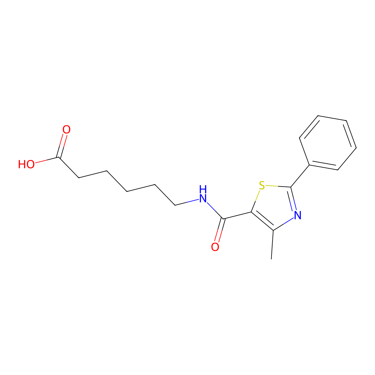 6-{[(4-Methyl-2-phenyl-1,3-thiazol-5-yl)carbonyl]amino}hexanoic acid molecular structure, CAS 1219577-00-0