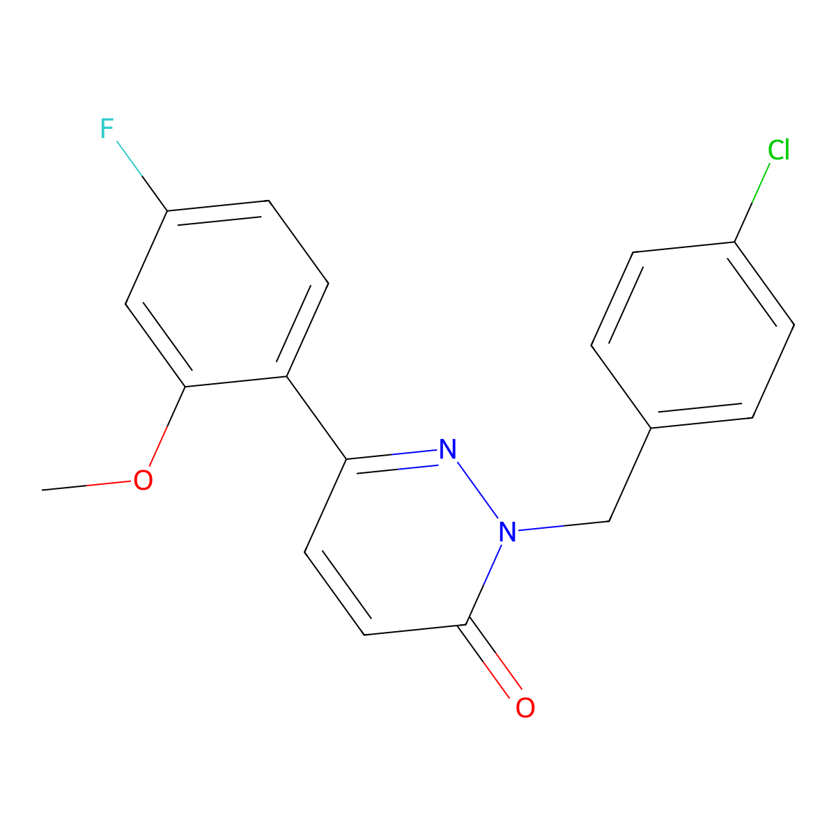 2-(4-chlorobenzyl)-6-(4-fluoro-2-methoxyphenyl)pyridazin-3(2H)-one molecular structure, CAS 1219577-01-1