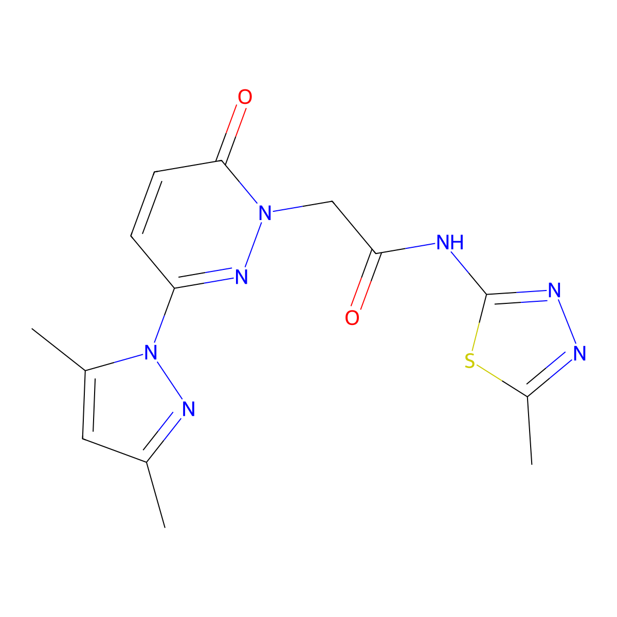 2-(3-(3,5-dimethyl-1H-pyrazol-1-yl)-6-oxopyridazin-1(6H)-yl)-N-(5-methyl-1,3,4-thiadiazol-2-yl)acetamide molecular structure, CAS 1219577-13-5
