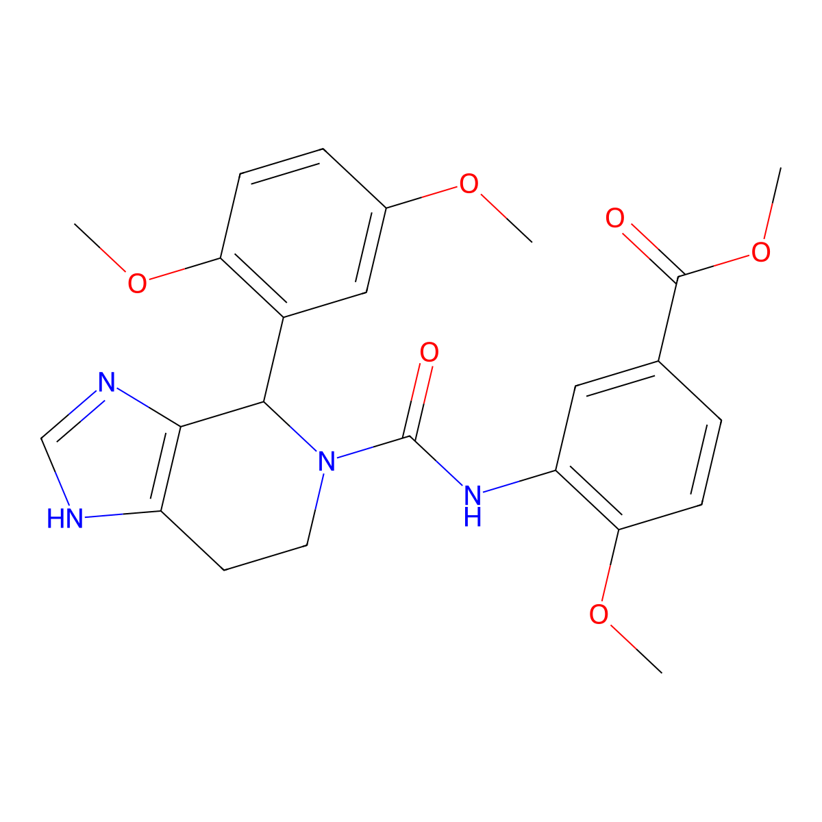 methyl 3-({[4-(2,5-dimethoxyphenyl)-3,4,6,7-tetrahydro-5H-imidazo[4,5-c]pyridin-5-yl]carbonyl}amino)-4-methoxybenzoate molecular structure, CAS 1219577-20-4
