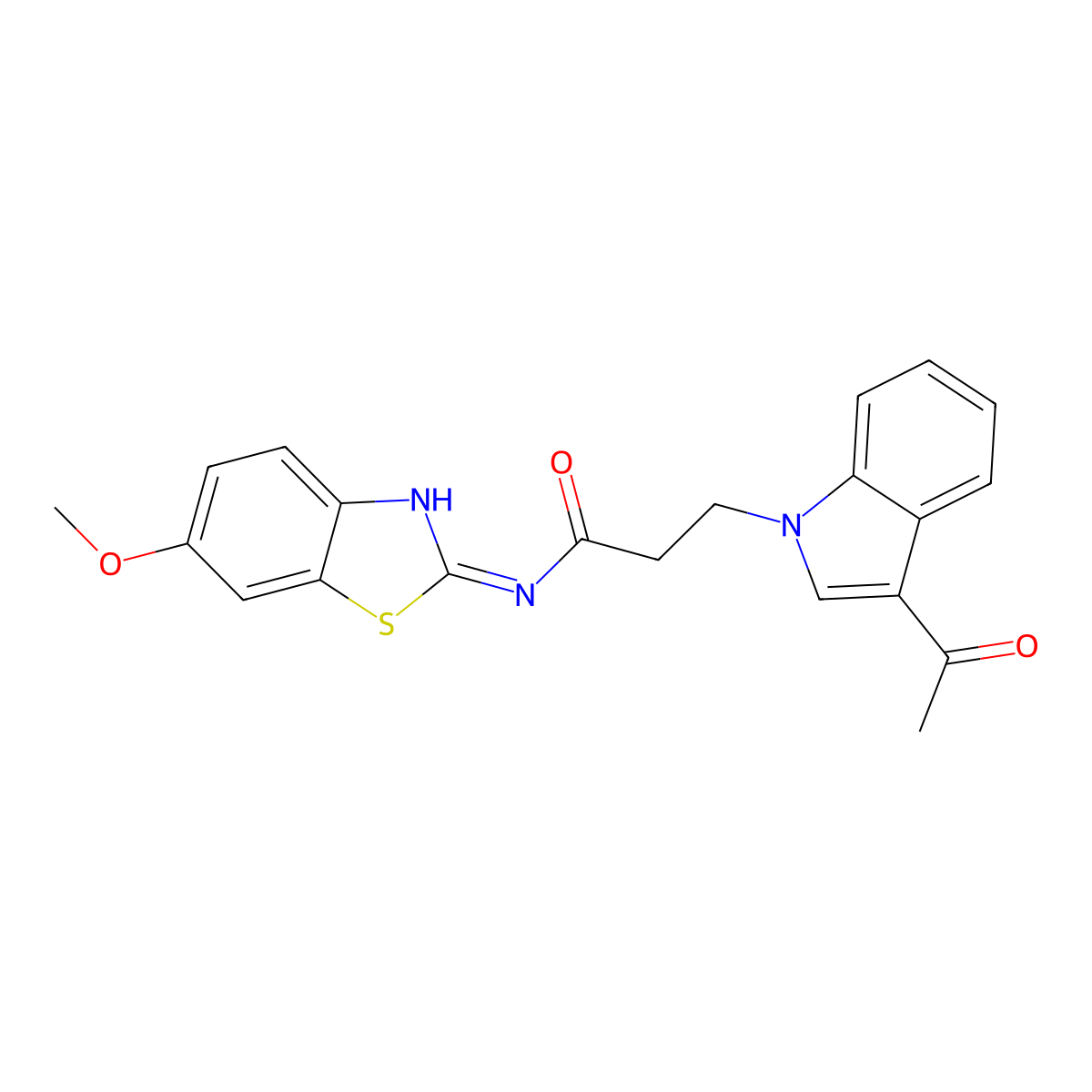 3-(3-acetyl-1H-indol-1-yl)-N-[(2E)-6-methoxy-1,3-benzothiazol-2(3H)-ylidene]propanamide molecular structure, CAS 1219577-30-6