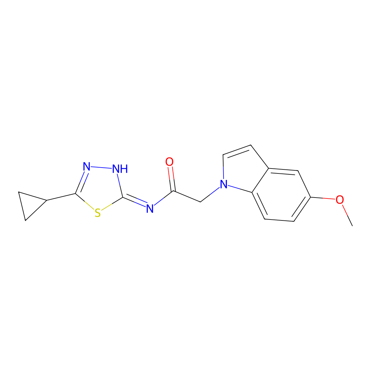 N-(5-cyclopropyl-1,3,4-thiadiazol-2-yl)-2-(5-methoxy-1H-indol-1-yl)acetamide molecular structure, CAS 1219577-38-4