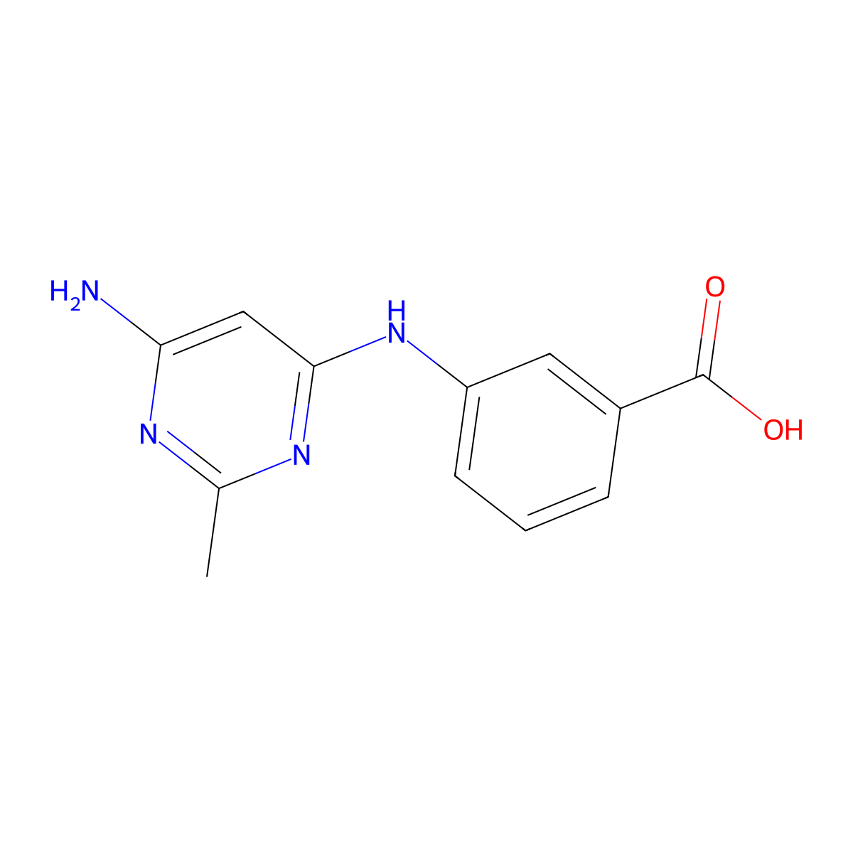 3-((6-Amino-2-methylpyrimidin-4-yl)amino)benzoic acid molecular structure, CAS 1219577-39-5