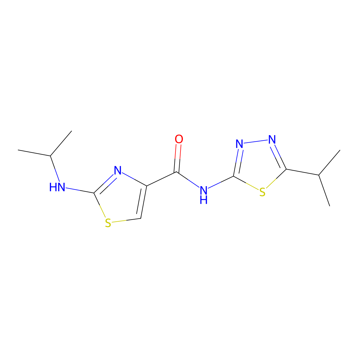 2-(propan-2-ylamino)-N-[(2E)-5-(propan-2-yl)-1,3,4-thiadiazol-2(3H)-ylidene]-1,3-thiazole-4-carboxamide molecular structure, CAS 1219577-41-9