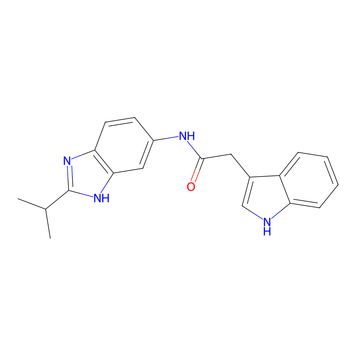 2-(1H-indol-3-yl)-N-[2-(propan-2-yl)-1H-benzimidazol-5-yl]acetamide molecular structure, CAS 1219577-49-7