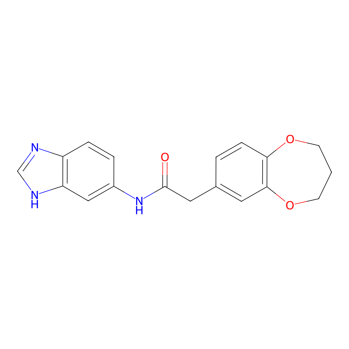 N-(1H-benzimidazol-5-yl)-2-(3,4-dihydro-2H-1,5-benzodioxepin-7-yl)acetamide molecular structure, CAS 1219577-53-3