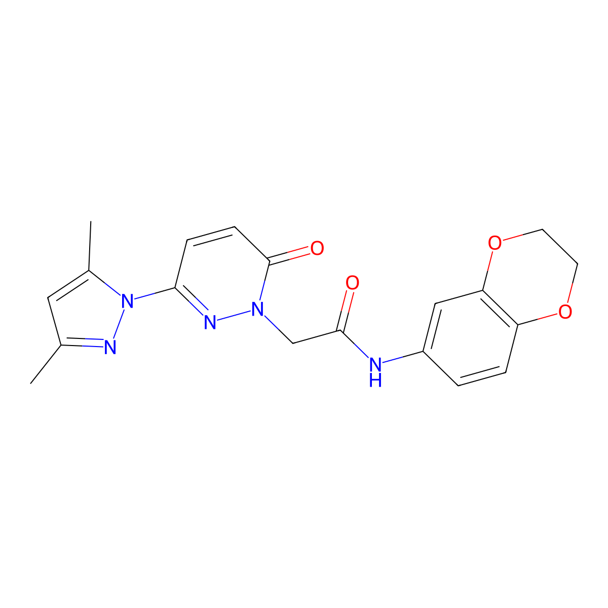N-(2,3-dihydro-1,4-benzodioxin-6-yl)-2-[3-(3,5-dimethyl-1H-pyrazol-1-yl)-6-oxopyridazin-1(6H)-yl]acetamide molecular structure, CAS 1219577-56-6
