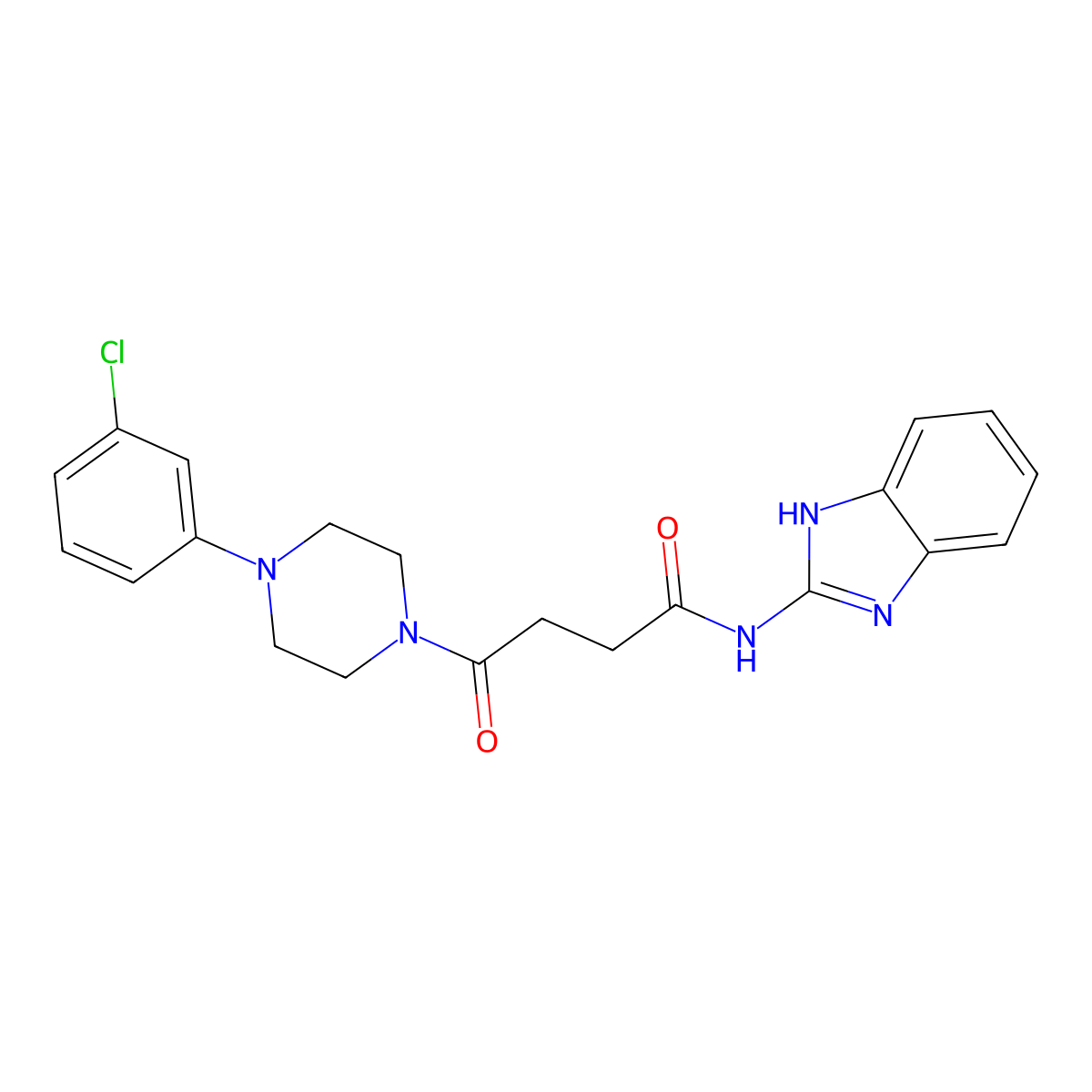 4-[4-(3-chlorophenyl)piperazin-1-yl]-N-(1,3-dihydro-2H-benzimidazol-2-ylidene)-4-oxobutanamide molecular structure, CAS 1219577-88-4