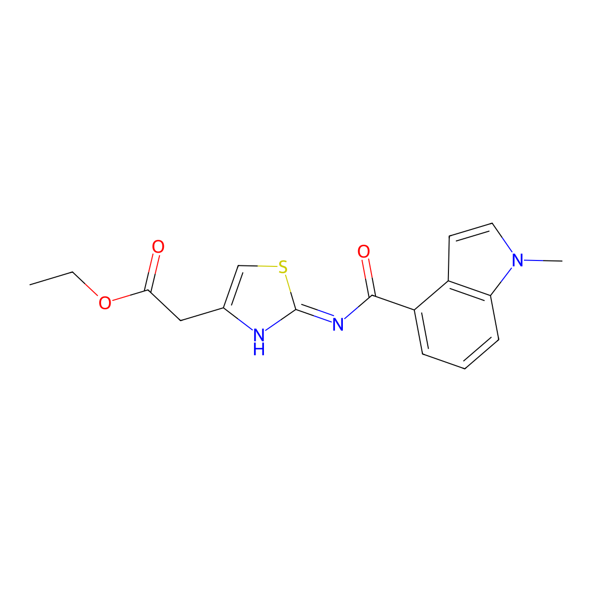 ethyl (2-{[(1-methyl-1H-indol-4-yl)carbonyl]amino}-1,3-thiazol-4-yl)acetate molecular structure, CAS 1219578-16-1