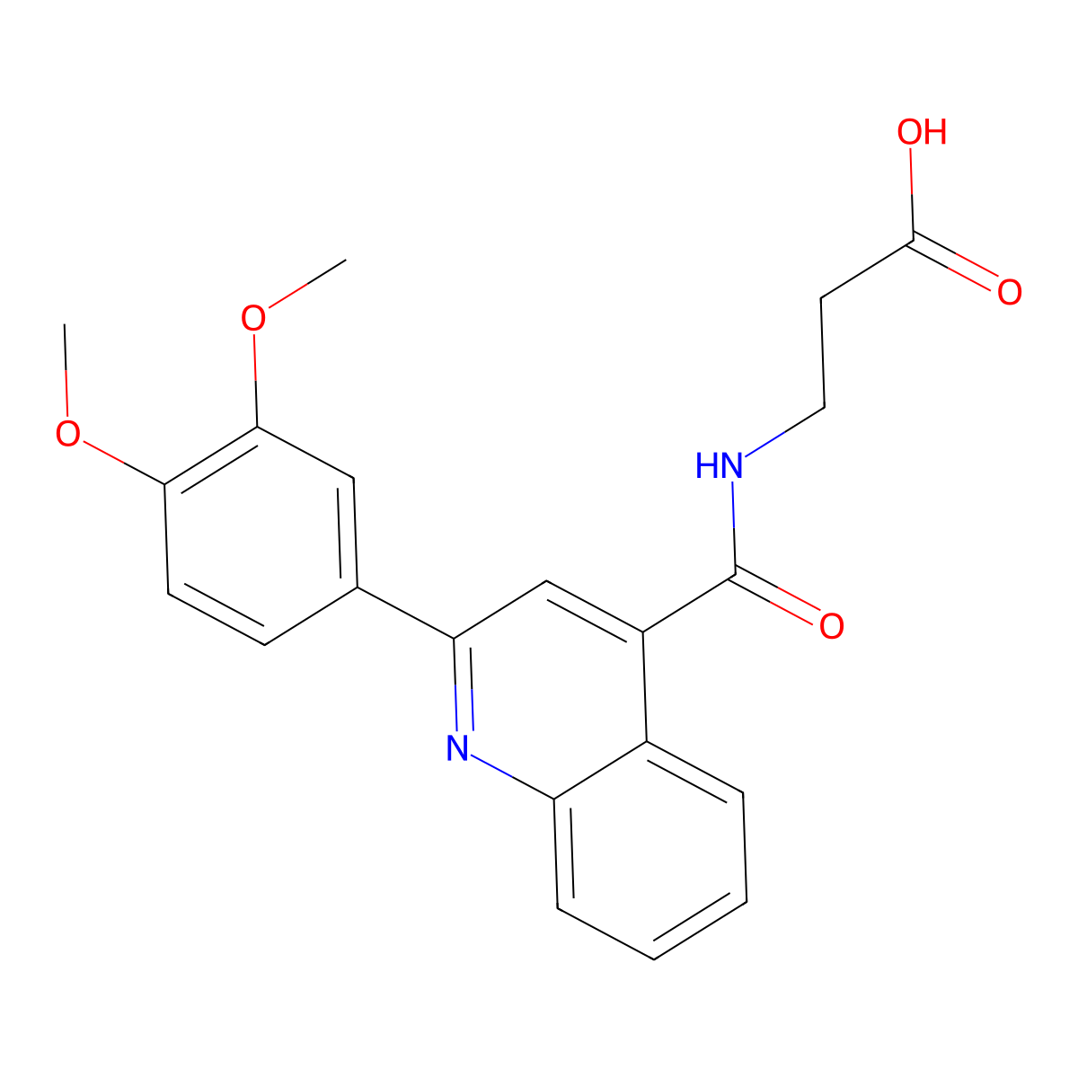 N-{[2-(3,4-dimethoxyphenyl)quinolin-4-yl]carbonyl}-beta-alanine molecular structure, CAS 1219578-17-2
