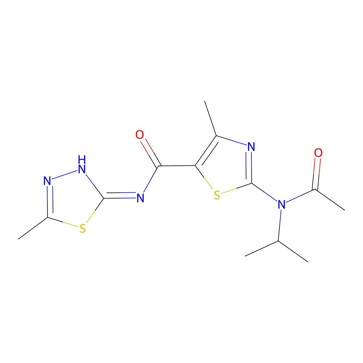 2-[acetyl(propan-2-yl)amino]-4-methyl-N-[(2E)-5-methyl-1,3,4-thiadiazol-2(3H)-ylidene]-1,3-thiazole-5-carboxamide molecular structure, CAS 1219578-25-2