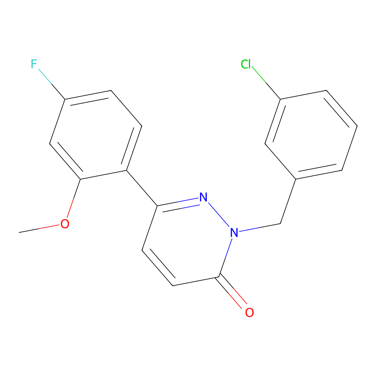 2-(3-chlorobenzyl)-6-(4-fluoro-2-methoxyphenyl)pyridazin-3(2H)-one molecular structure, CAS 1219578-34-3