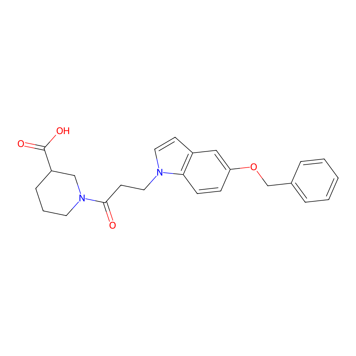 1-{3-[5-(benzyloxy)-1H-indol-1-yl]propanoyl}piperidine-3-carboxylic acid molecular structure, CAS 1219578-40-1