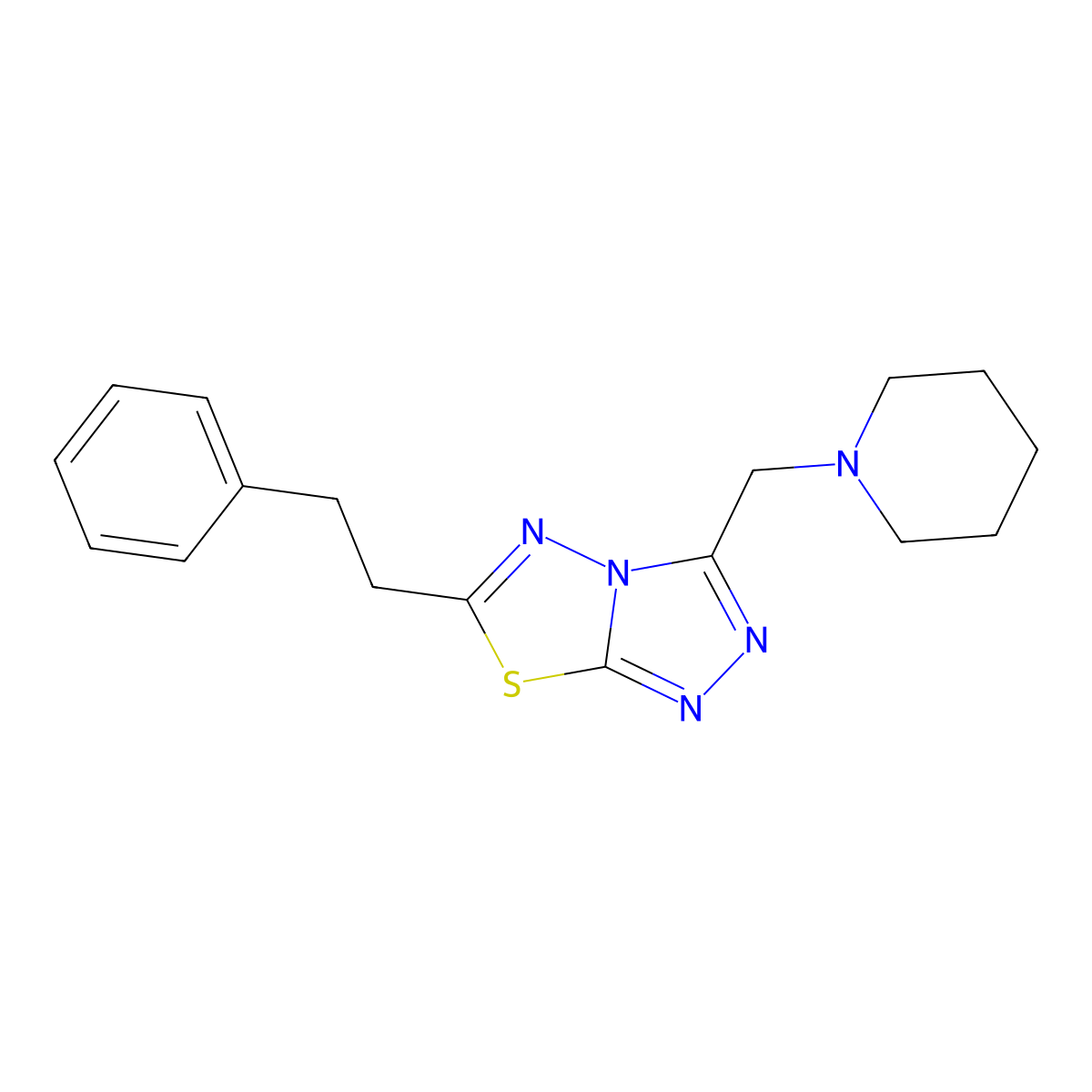 6-(2-Phenylethyl)-3-(1-piperidinylmethyl)[1,2,4]triazolo[3,4-b][1,3,4]thiadiazole molecular structure, CAS 1219578-57-0