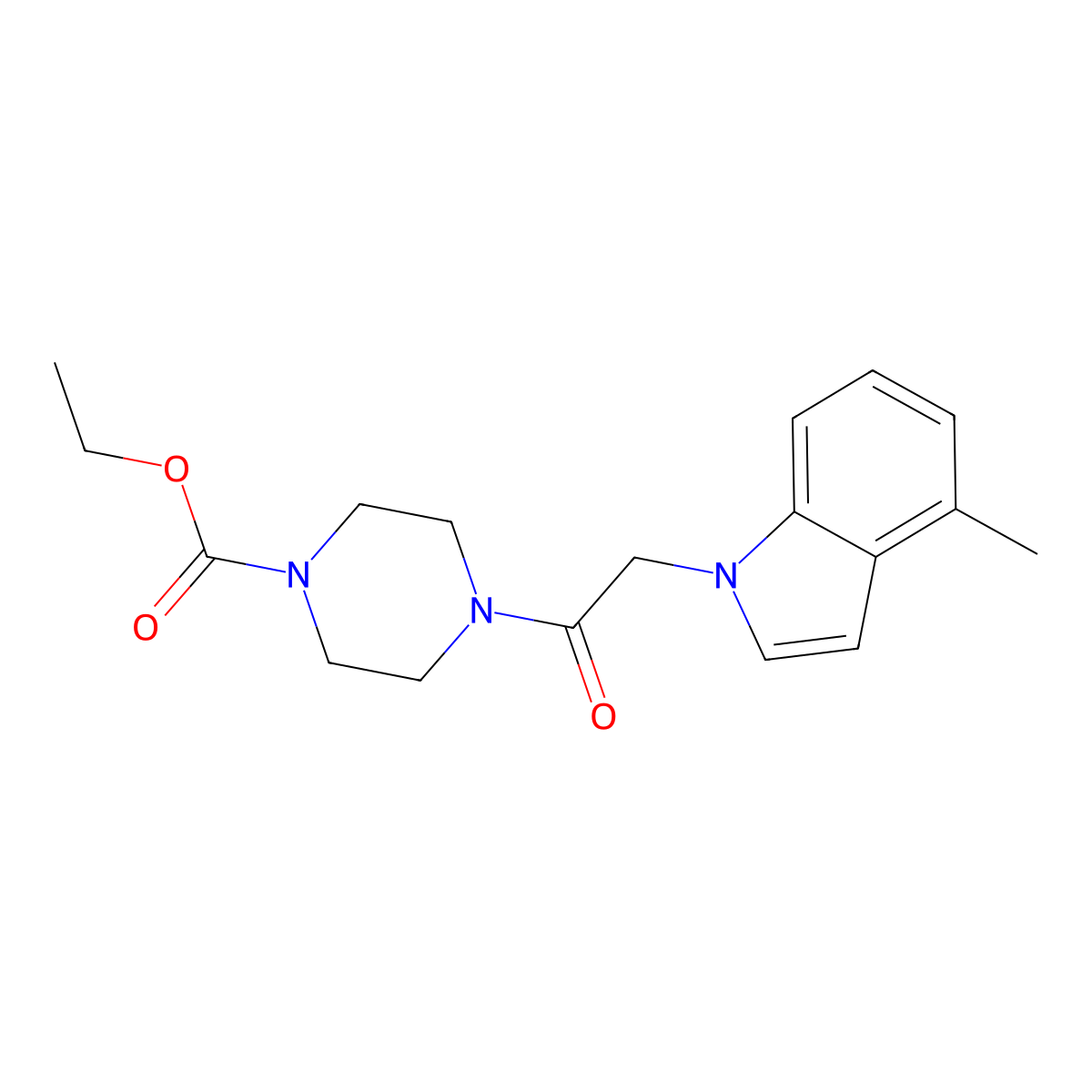 ethyl 4-[(4-methyl-1H-indol-1-yl)acetyl]-1-piperazinecarboxylate molecular structure, CAS 1219578-65-0