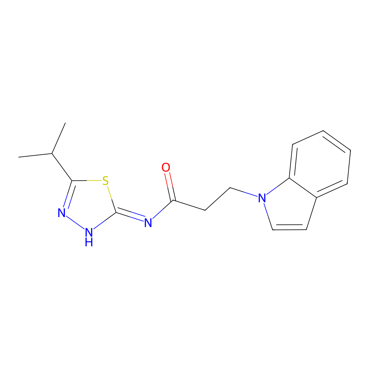 3-(1H-indol-1-yl)-N-[(2Z)-5-(propan-2-yl)-1,3,4-thiadiazol-2(3H)-ylidene]propanamide molecular structure, CAS 1219578-71-8