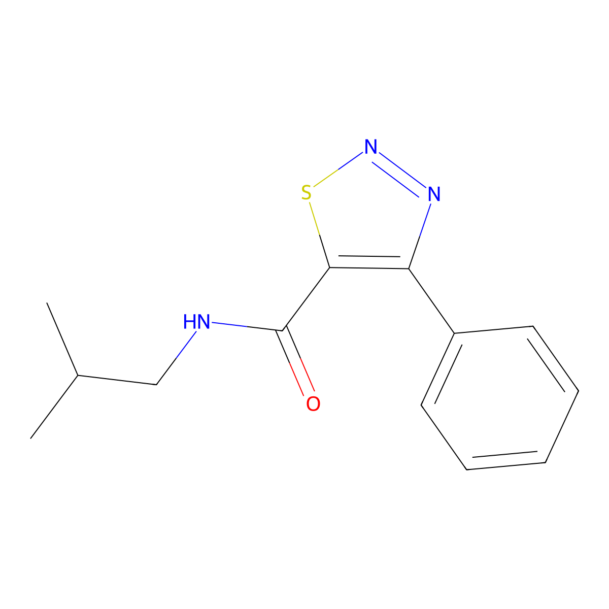 N-(2-methylpropyl)-4-phenyl-1,2,3-thiadiazole-5-carboxamide molecular structure, CAS 1219578-75-2