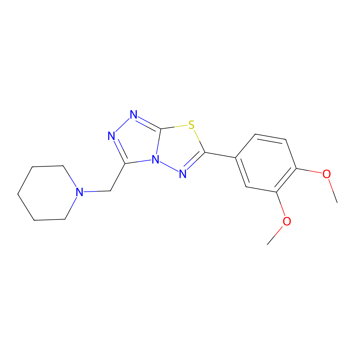 6-(3,4-Dimethoxyphenyl)-3-(1-piperidinylmethyl)[1,2,4]triazolo[3,4-b][1,3,4]thiadiazole molecular structure, CAS 1219578-97-8
