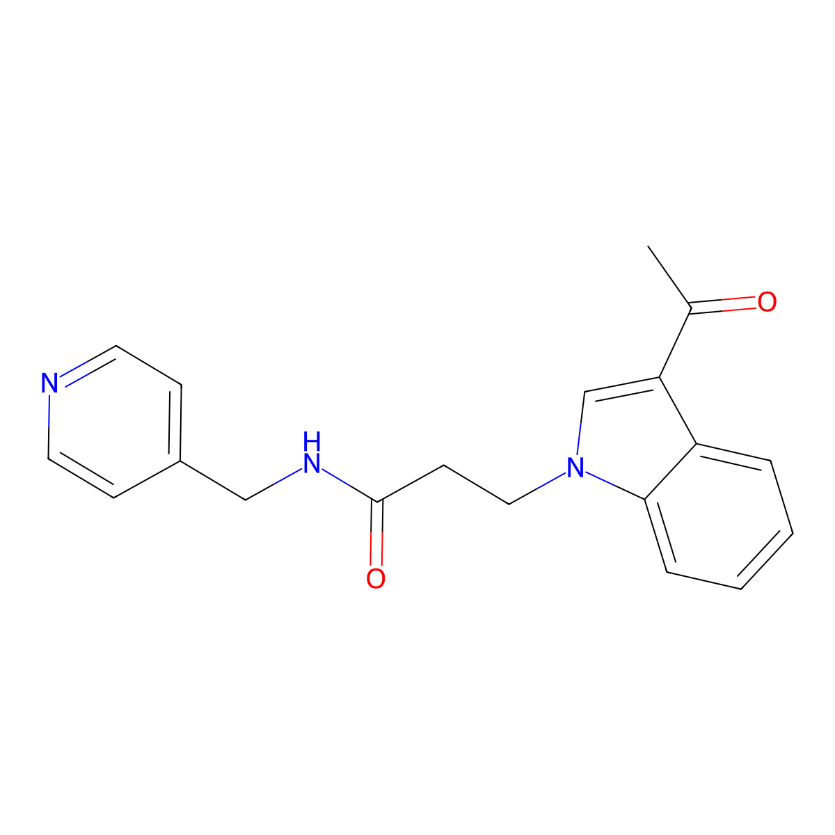 3-(3-acetyl-1H-indol-1-yl)-N-(pyridin-4-ylmethyl)propanamide molecular structure, CAS 1219579-02-8