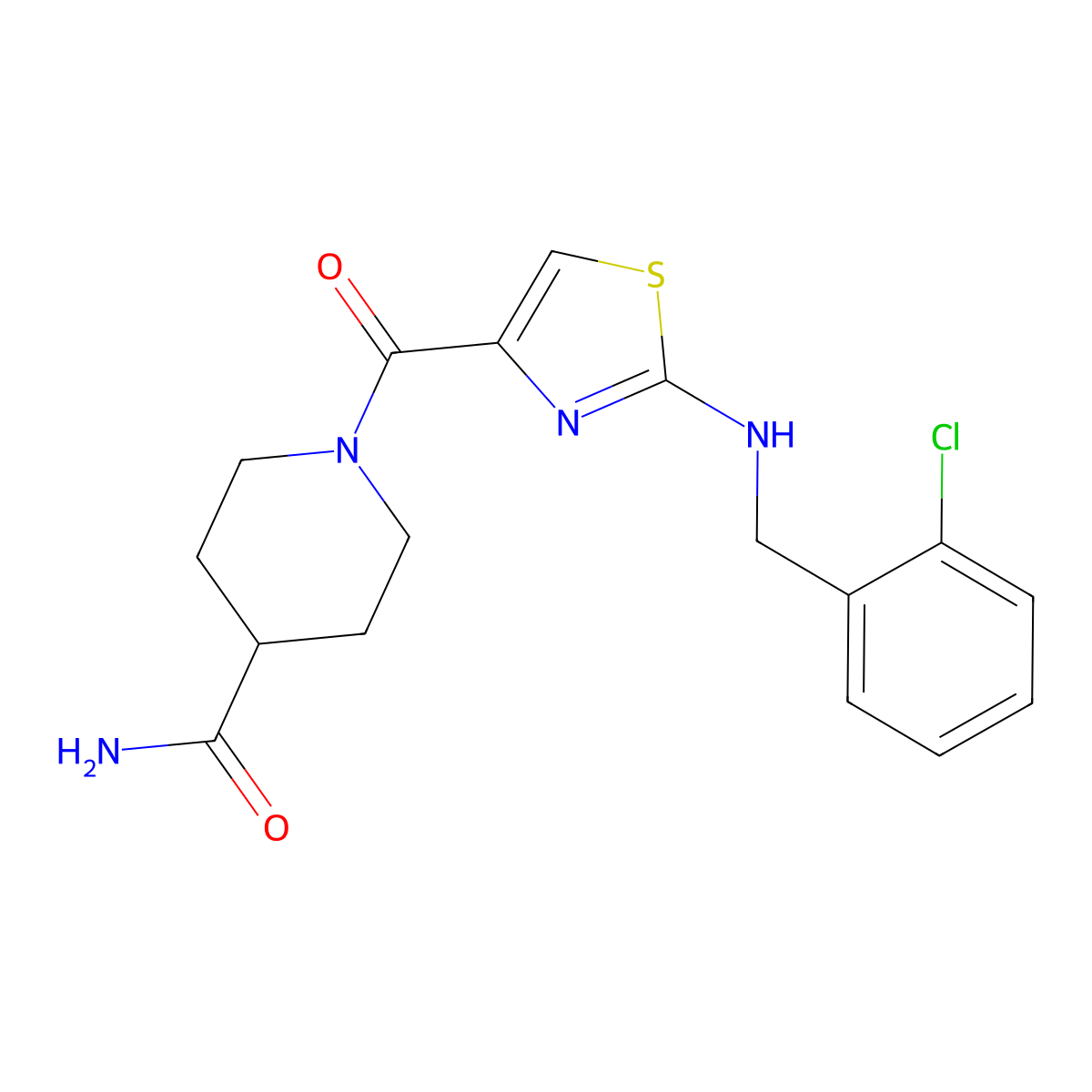 1-({2-[(2-Chlorobenzyl)amino]-1,3-thiazol-4-yl}carbonyl)-4-piperidinecarboxamide molecular structure, CAS 1219579-13-1
