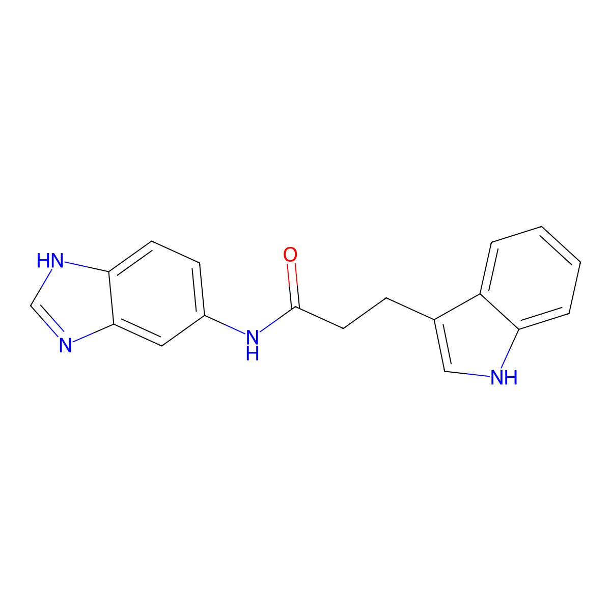 N-(1H-benzimidazol-5-yl)-3-(1H-indol-3-yl)propanamide molecular structure, CAS 1219579-25-5