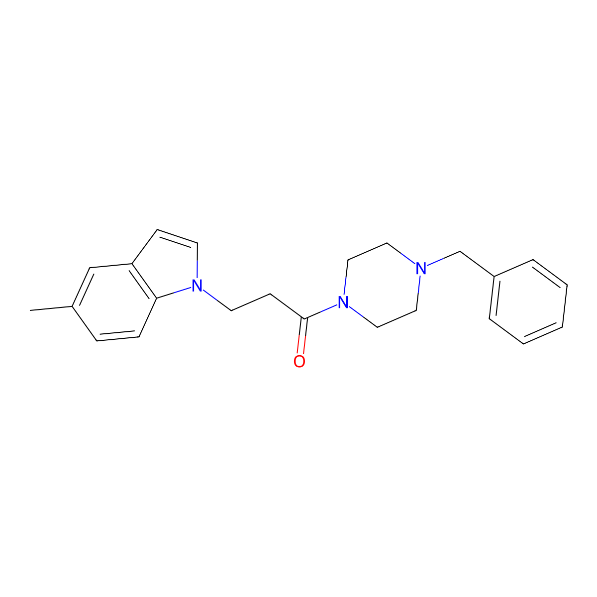 1-(4-benzylpiperazin-1-yl)-3-(5-methyl-1H-indol-1-yl)propan-1-one molecular structure, CAS 1219579-28-8