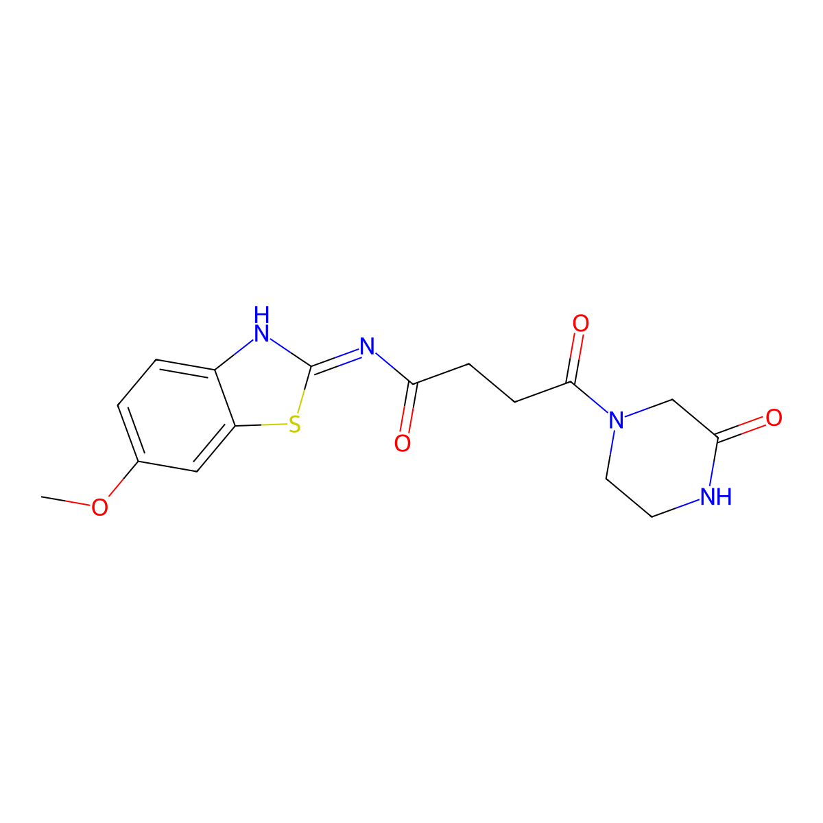 N-[(2Z)-6-methoxy-1,3-benzothiazol-2(3H)-ylidene]-4-oxo-4-(3-oxopiperazin-1-yl)butanamide molecular structure, CAS 1219579-46-0