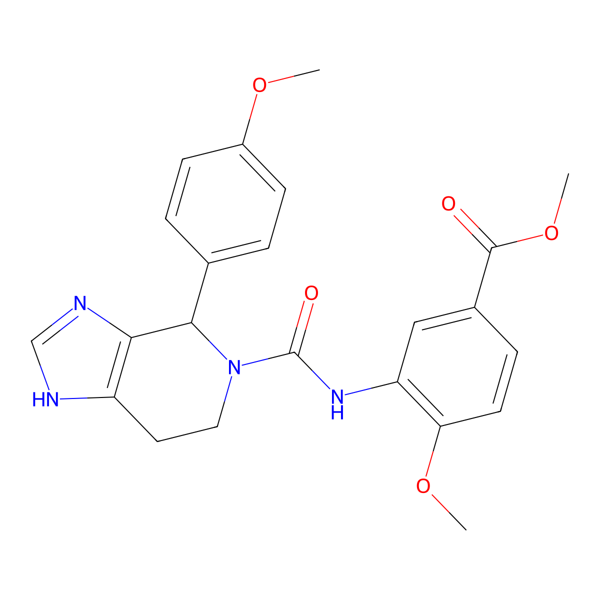 methyl 4-methoxy-3-({[4-(4-methoxyphenyl)-1,4,6,7-tetrahydro-5H-imidazo[4,5-c]pyridin-5-yl]carbonyl}amino)benzoate molecular structure, CAS 1219579-49-3