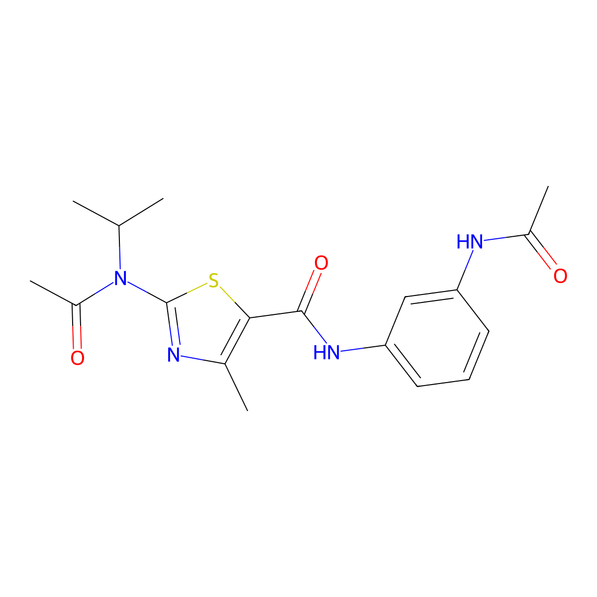 N-[3-(acetylamino)phenyl]-2-[acetyl(isopropyl)amino]-4-methyl-1,3-thiazole-5-carboxamide molecular structure, CAS 1219579-55-1