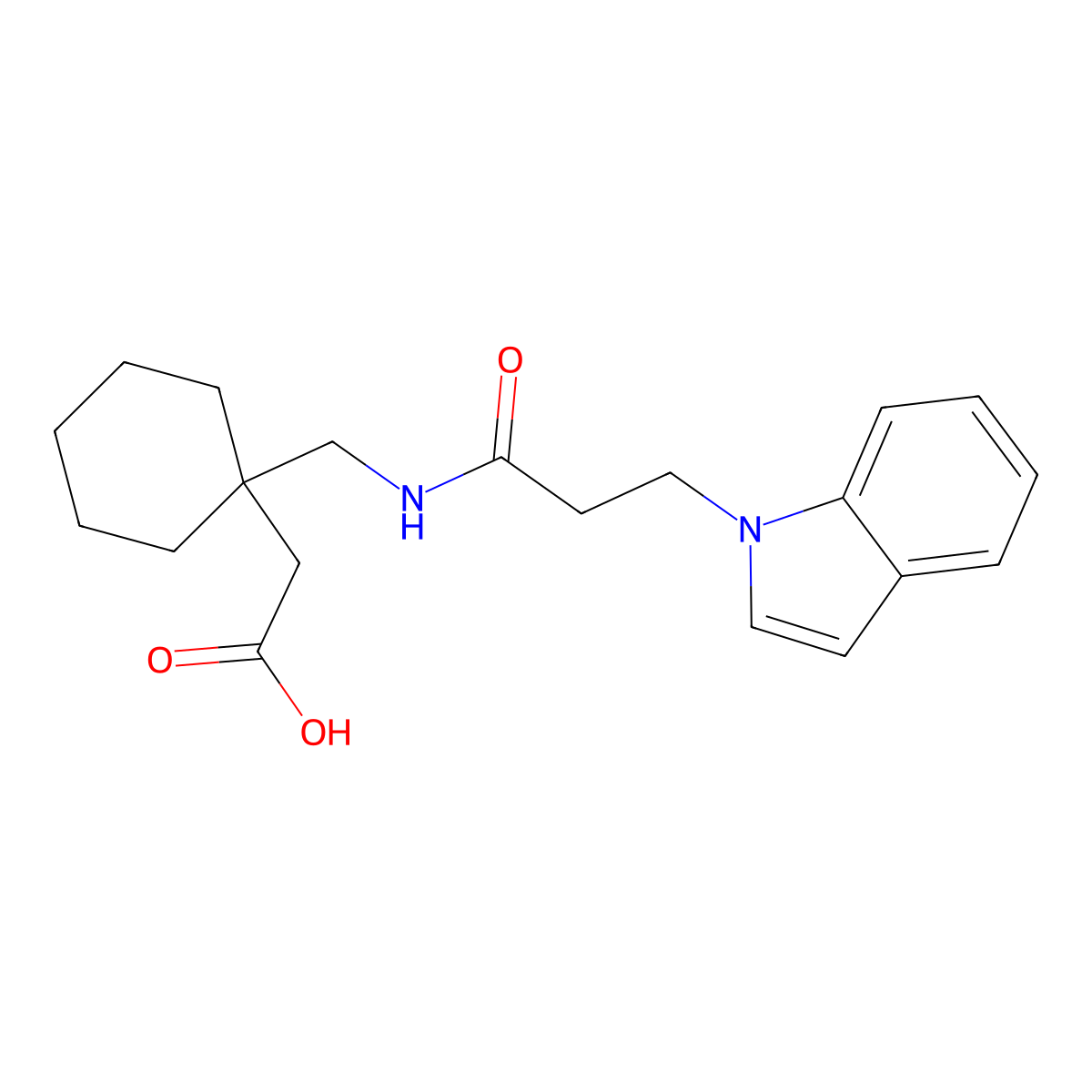 [1-({[3-(1H-indol-1-yl)propanoyl]amino}methyl)cyclohexyl]acetic acid molecular structure, CAS 1219579-65-3
