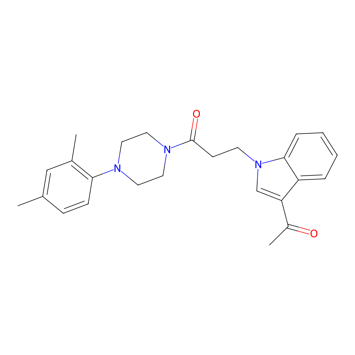 3-(3-acetyl-1H-indol-1-yl)-1-[4-(2,4-dimethylphenyl)piperazino]-1-propanone molecular structure, CAS 1219579-69-7