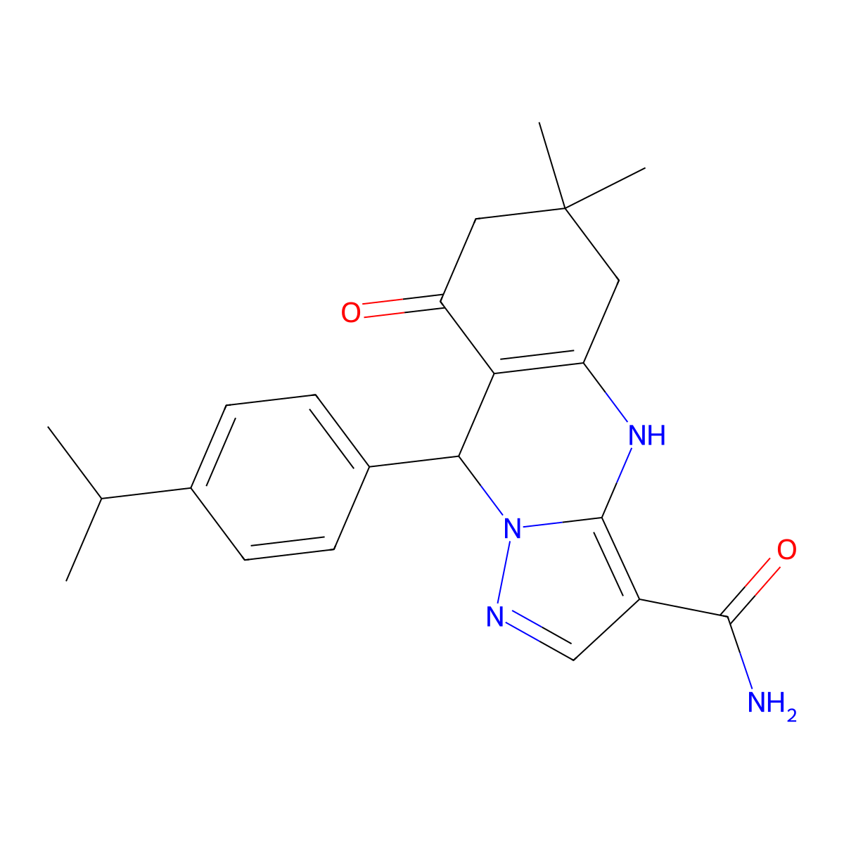 9-(4-Isopropylphenyl)-6,6-dimethyl-8-oxo-4,5,6,7,8,9-hexahydropyrazolo[5,1-b]quinazoline-3-carboxamide molecular structure, CAS 1219579-76-6