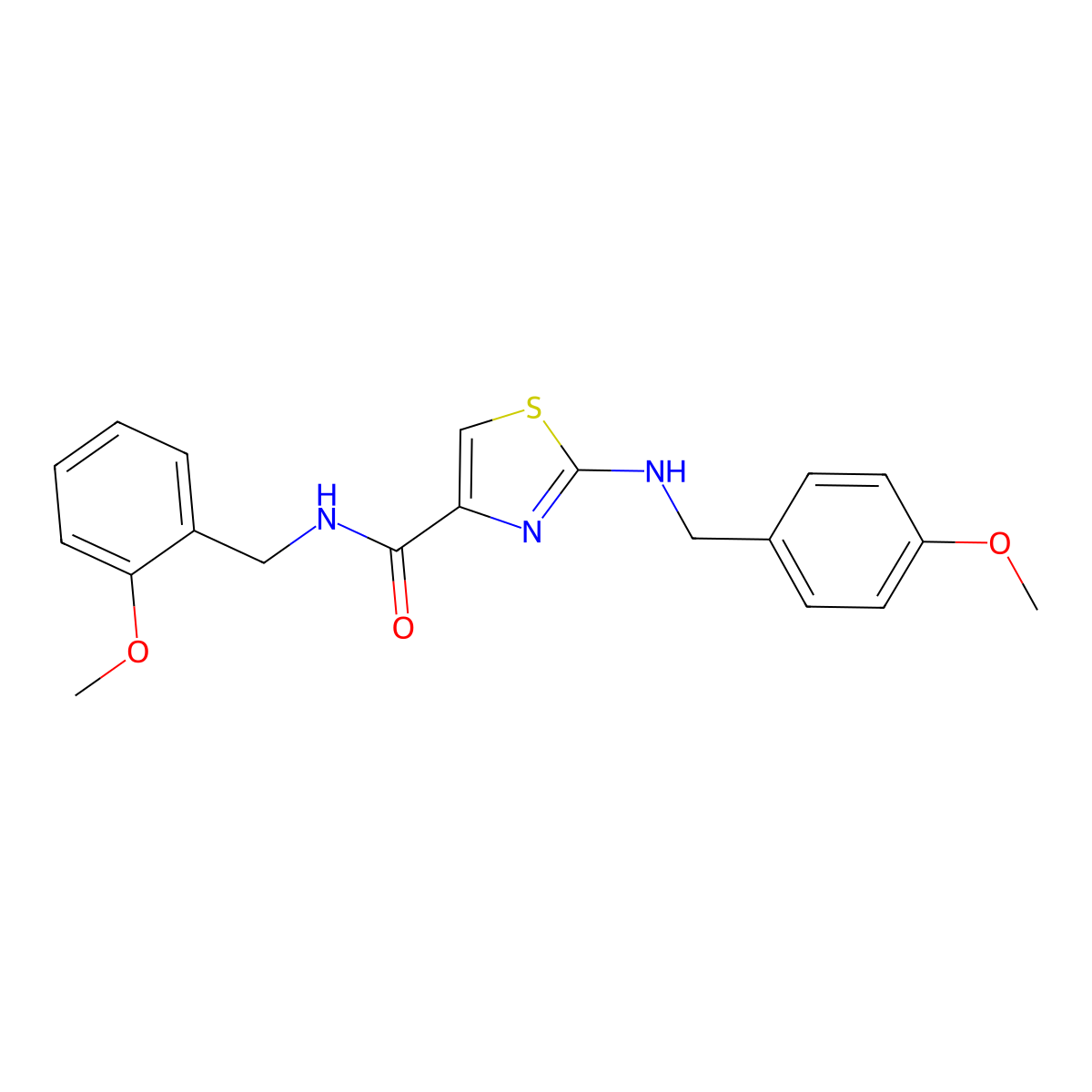 N-(2-methoxybenzyl)-2-[(4-methoxybenzyl)amino]-1,3-thiazole-4-carboxamide molecular structure, CAS 1219579-81-3
