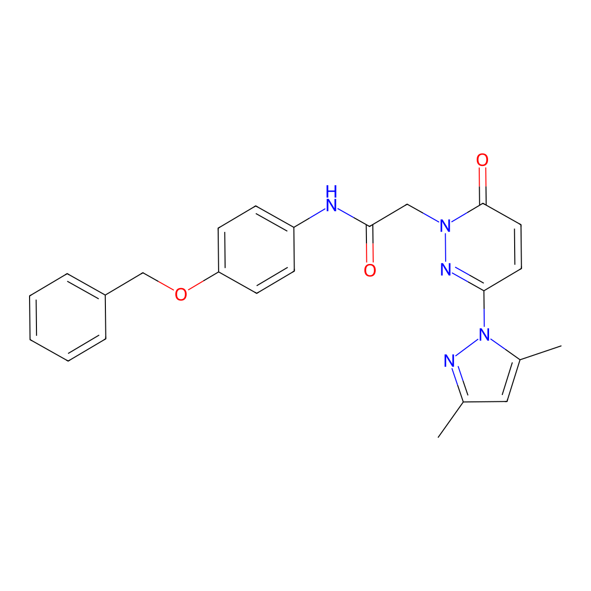 N-(4-(benzyloxy)phenyl)-2-(3-(3,5-dimethyl-1H-pyrazol-1-yl)-6-oxopyridazin-1(6H)-yl)acetamide molecular structure, CAS 1219579-84-6