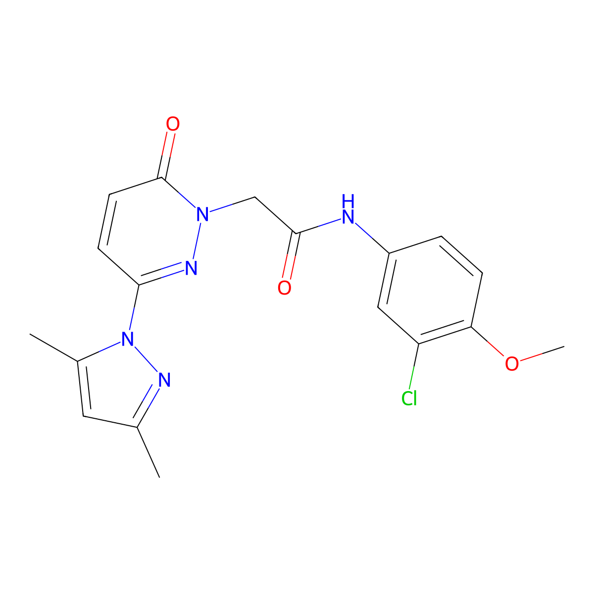 N-(3-chloro-4-methoxyphenyl)-2-(3-(3,5-dimethyl-1H-pyrazol-1-yl)-6-oxopyridazin-1(6H)-yl)acetamide molecular structure, CAS 1219579-90-4