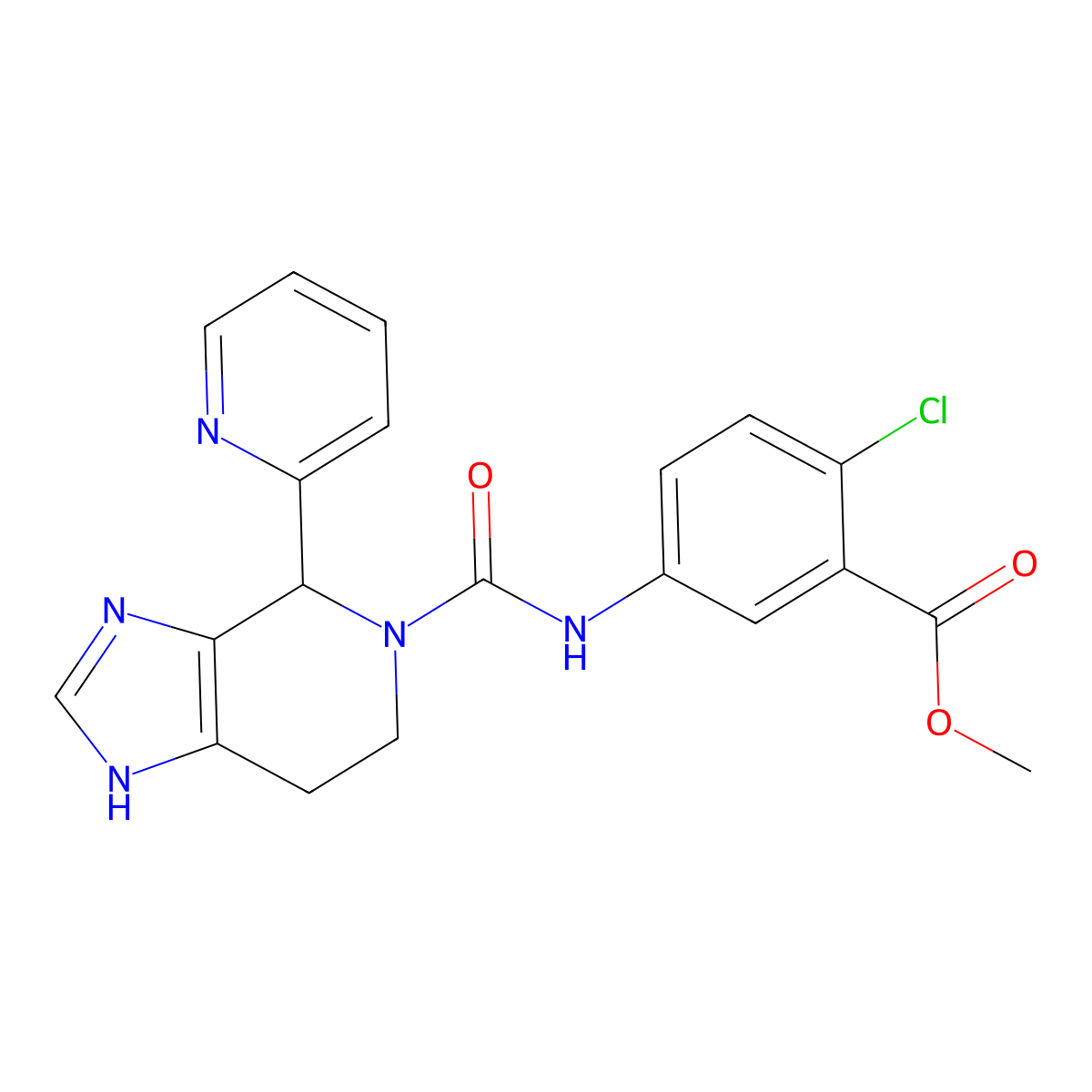 methyl 2-chloro-5-({[4-(pyridin-2-yl)-1,4,6,7-tetrahydro-5H-imidazo[4,5-c]pyridin-5-yl]carbonyl}amino)benzoate molecular structure, CAS 1219579-93-7