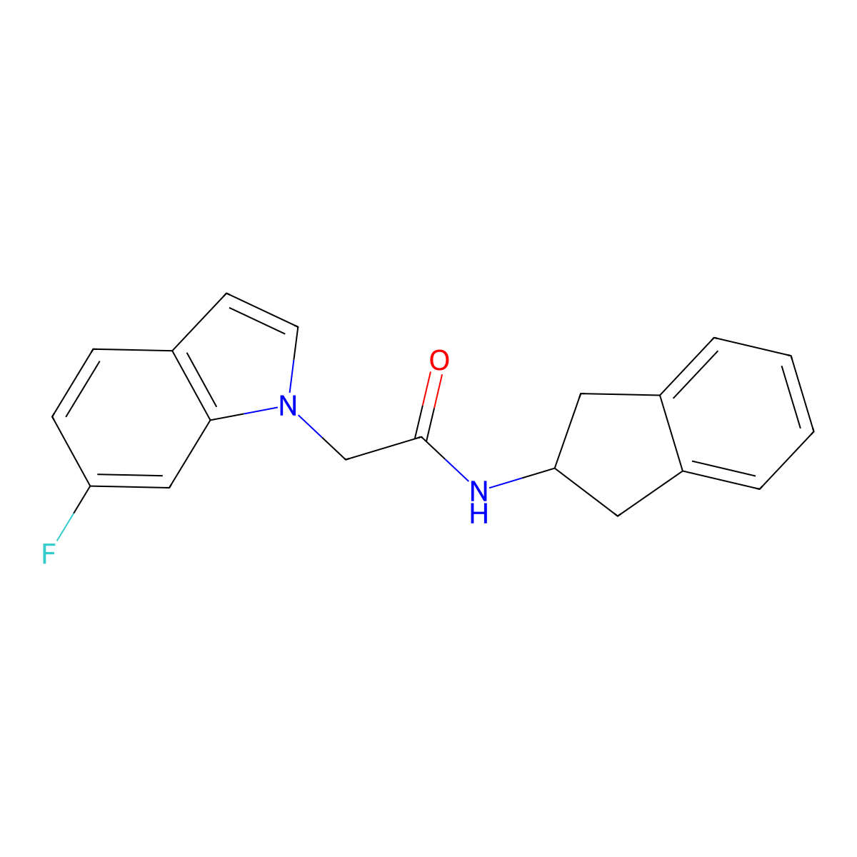 N-(2,3-dihydro-1H-inden-2-yl)-2-(6-fluoro-1H-indol-1-yl)acetamide molecular structure, CAS 1219579-94-8