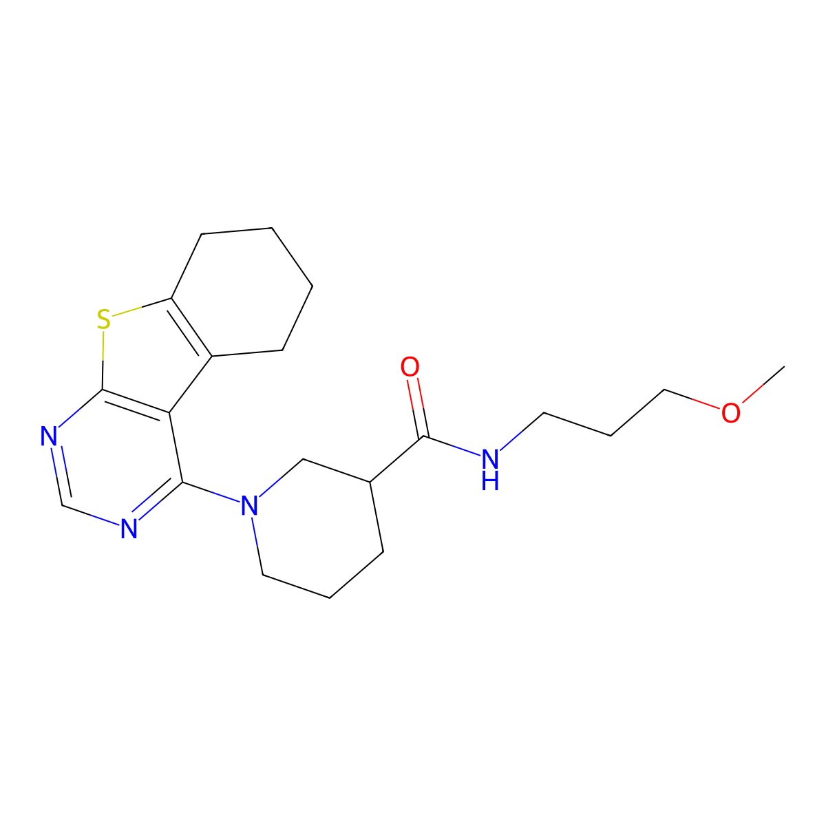 N-(3-methoxypropyl)-1-(5,6,7,8-tetrahydro[1]benzothieno[2,3-d]pyrimidin-4-yl)piperidine-3-carboxamide molecular structure, CAS 1219580-02-5