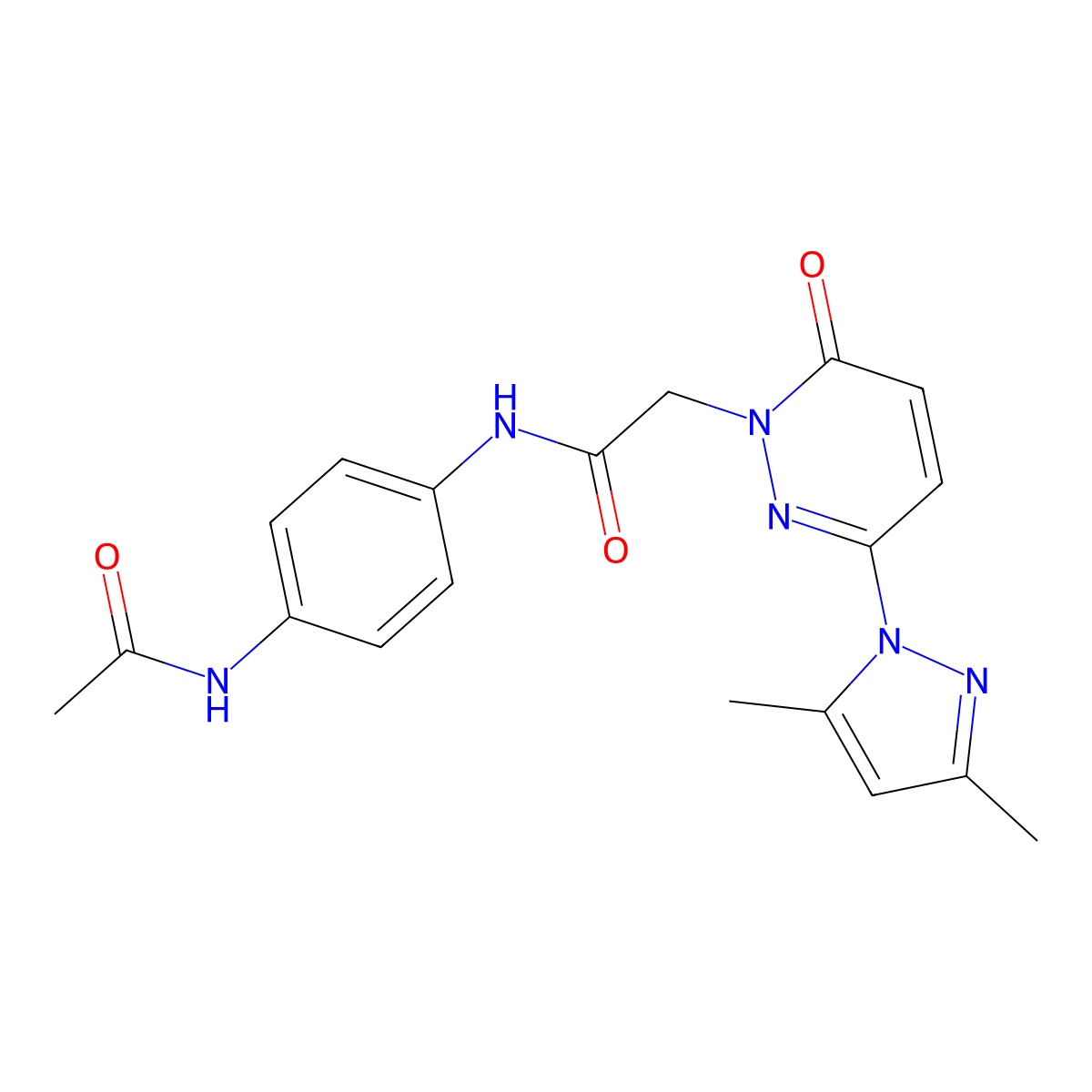 N-[4-(acetylamino)phenyl]-2-[3-(3,5-dimethyl-1H-pyrazol-1-yl)-6-oxopyridazin-1(6H)-yl]acetamide molecular structure, CAS 1219580-11-6