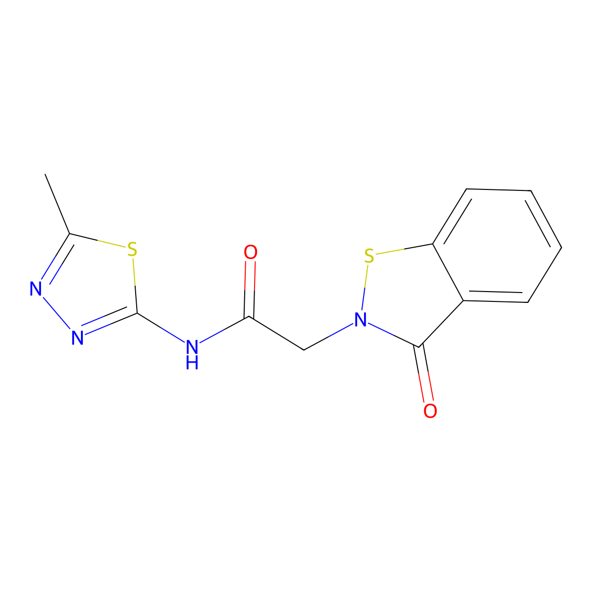 N-[(2Z)-5-methyl-1,3,4-thiadiazol-2(3H)-ylidene]-2-(3-oxo-1,2-benzothiazol-2(3H)-yl)acetamide molecular structure, CAS 1219580-19-4