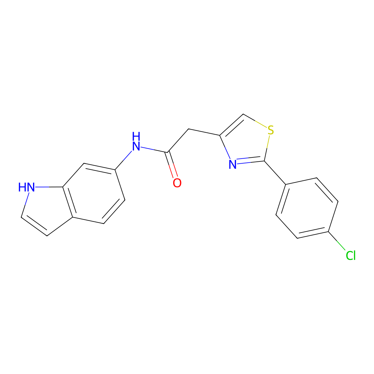 2-[2-(4-chlorophenyl)-1,3-thiazol-4-yl]-N-(1H-indol-6-yl)acetamide molecular structure, CAS 1219580-23-0