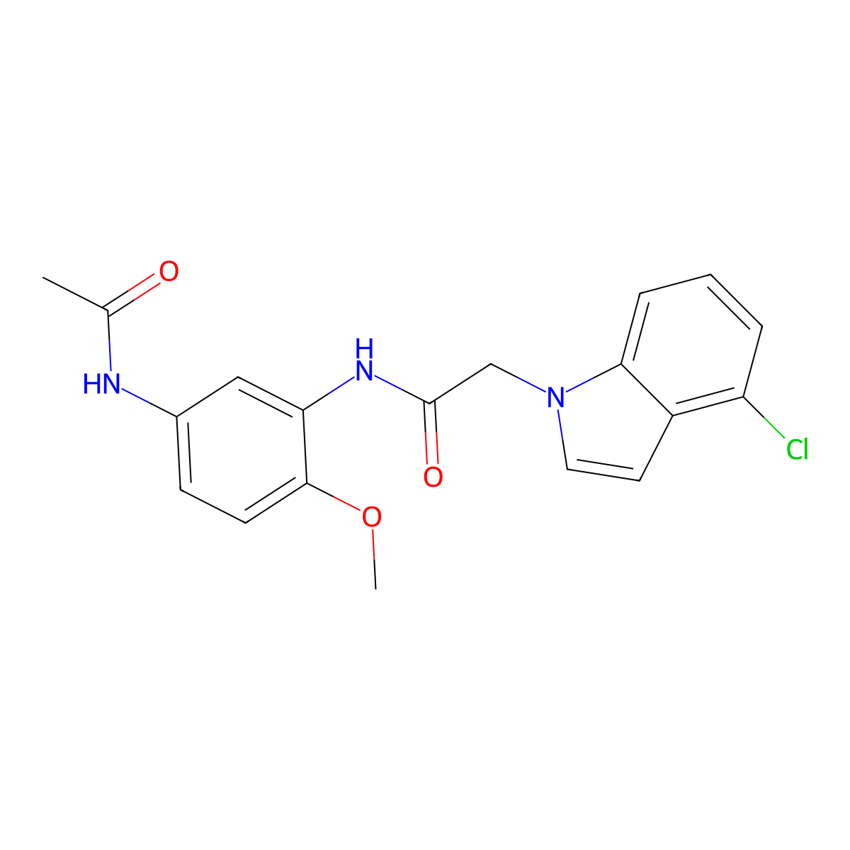 N-[5-(acetylamino)-2-methoxyphenyl]-2-(4-chloro-1H-indol-1-yl)acetamide molecular structure, CAS 1219580-52-5