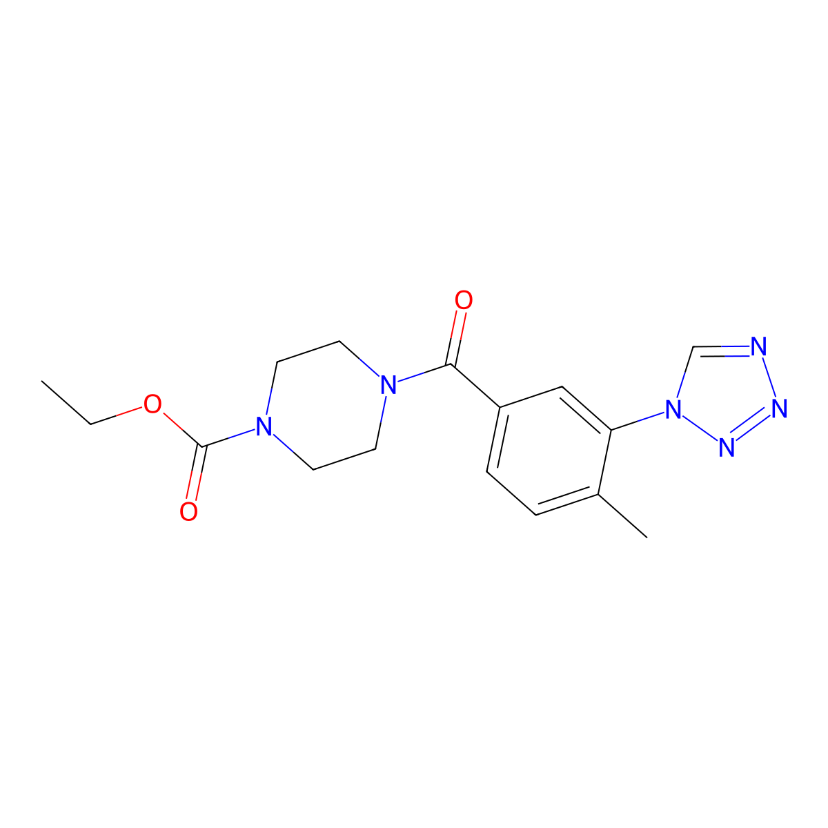 ethyl 4-[4-methyl-3-(1H-tetrazol-1-yl)benzoyl]-1-piperazinecarboxylate molecular structure, CAS 1219580-53-6