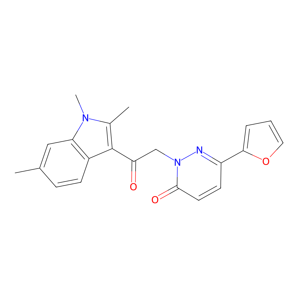 6-(furan-2-yl)-2-[2-oxo-2-(1,2,6-trimethyl-1H-indol-3-yl)ethyl]pyridazin-3(2H)-one molecular structure, CAS 1219580-58-1